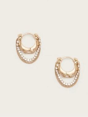 NWOT ALLSAINTS TRUDY SMALL CHAIN HOOP EARRINGS Gold Tone Vintage Style